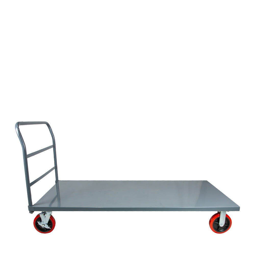 Platform Cart |  555026-1 | 2400 Lbs | Gray | 8" Red Locking Wheels