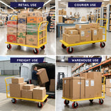 STEEL STRONG Platform Cart 60” X 30” with 3300 Lbs Load Capacity, and 8" Red Swivel Wheels With Lock, Diamond Plated