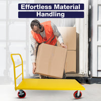STEEL STRONG Platform Cart 60” X 30” with 3300 Lbs Load Capacity, and 8" Red Swivel Wheels With Lock, Diamond Plated