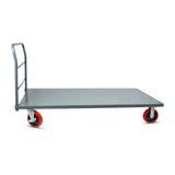 STEEL STRONG Heavy Duty Diamond Plated Industrial Platform Cart 36” X 72” with 3300 lbs Capacity, and 8" red swivel wheels with Lock