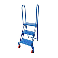 3 Step Commercial Folding Ladder, High Quality Steel, 350 lbs, Blue