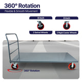MAXLOAD Heavy Duty Industrial Platform Cart 72"X 36” with 2000 lbs Capacity, and 8" red swivel wheels with Lock