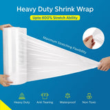 Industrial Grade (Pack of 1) 18" x 1500Ft Pallet Stretch Wrap Rolls | 80 Gauge Thickness Shrink Wrap Roll for Hand Use | 800% Stretchable | Heavy Duty Shrink Film for Industrial Strength & Protection