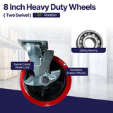 MAXLOAD Heavy Duty Industrial Platform Cart 72"X 36” with 2400 lbs Capacity, and 8" red swivel wheels with Lock