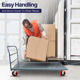 MAXLOAD Heavy Duty Industrial Platform Cart 72"X 36” with 2000 lbs Capacity, and 8" red swivel wheels with Lock