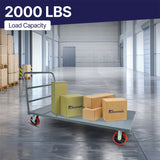 MAXLOAD Heavy Duty Industrial Platform Cart 72"X 36” with 2000 lbs Capacity, and 8" red swivel wheels with Lock