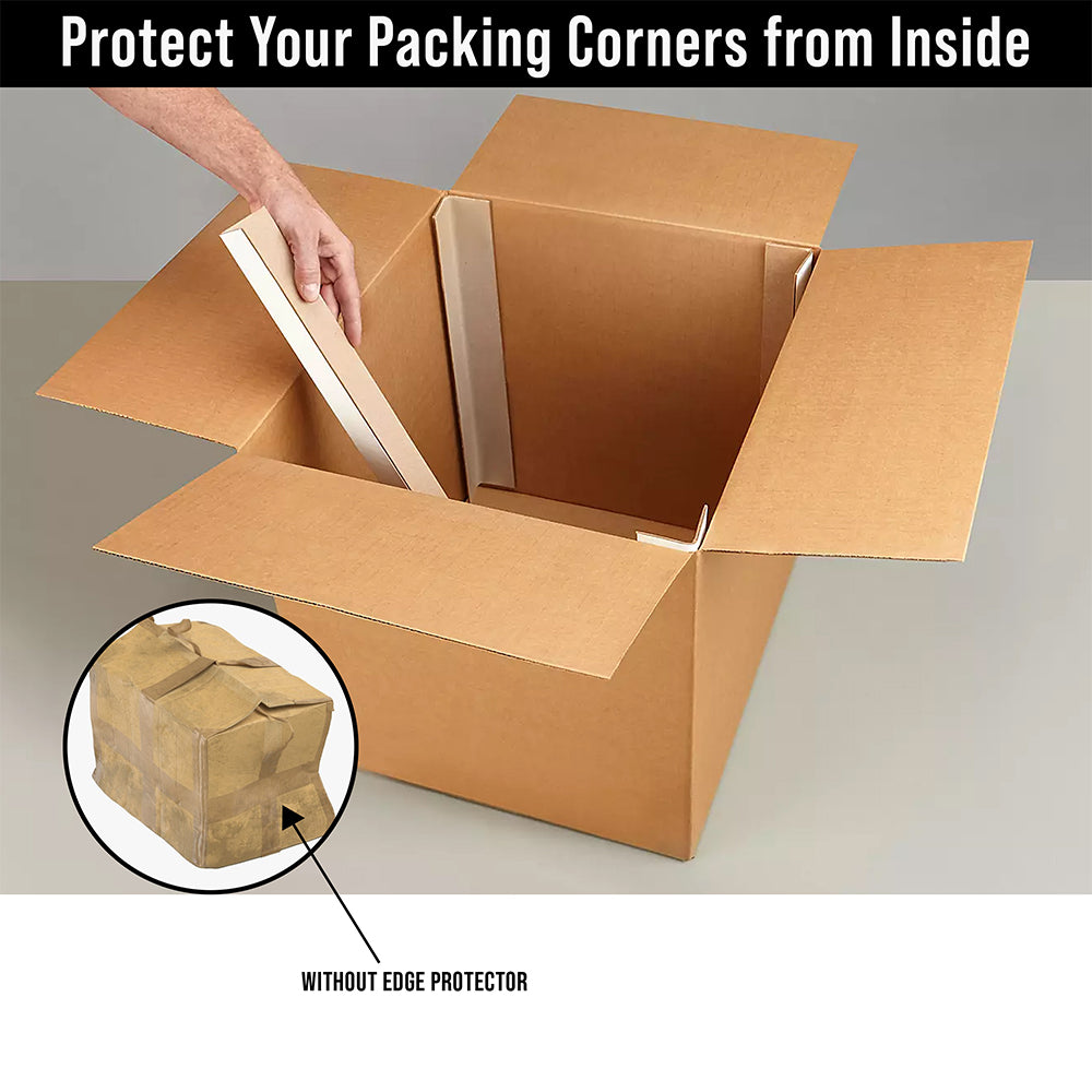 Cardboard Edge Protectors 71'' X 2'' X 2'' Pack of 50 cardboard protectors for pallets, White V-Board Reinforced Edges/Corners for Shipping, Corner Protectors for Moving/Packing