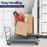 MAXLOAD Heavy Duty Industrial Platform Cart 72"X 36” with 2400 lbs Capacity, and 8" red swivel wheels with Lock