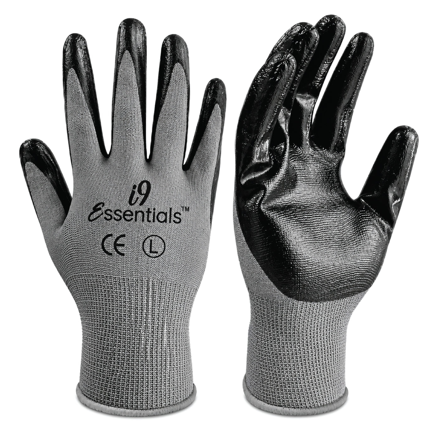 Nitrile Coated Work Gloves - 100013, 240 Pairs | Gray & Black