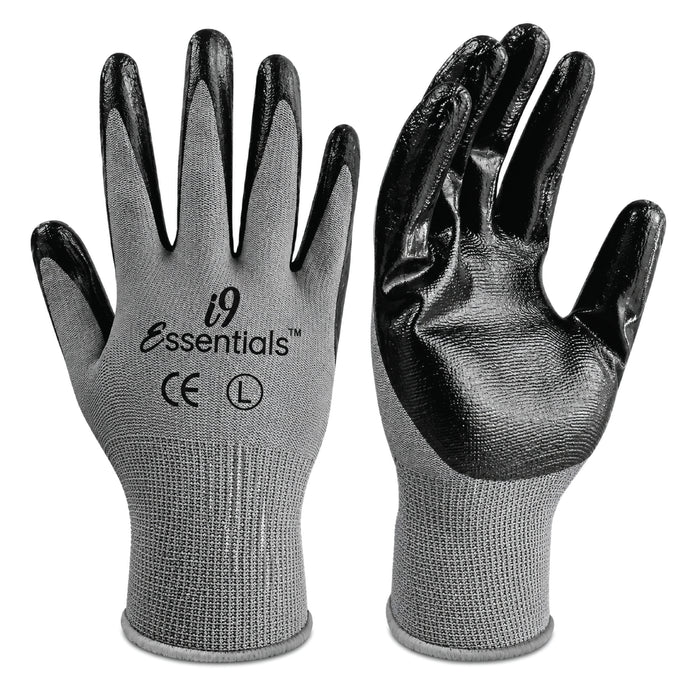 Nitrile Coated Work Gloves - 100013, 240 Pairs | Gray & Black