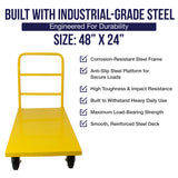 MAXLOAD Platform Cart 48” X 24” with 2400 Lbs Load Capacity, and 6" Black Swivel Wheels