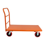 STEEL STRONG Platform Cart 48” X 24” with 3300 Lbs Load Capacity, and 8" Red Swivel Wheels With Lock, Diamond Plated