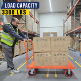 STEEL STRONG Platform Cart 48” X 24” with 3300 Lbs Load Capacity, and 8" Red Swivel Wheels With Lock, Diamond Plated