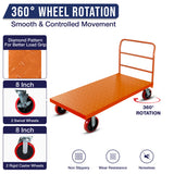 STEEL STRONG Platform Cart 48” X 24” with 3300 Lbs Load Capacity, and 8" Red Swivel Wheels With Lock, Diamond Plated