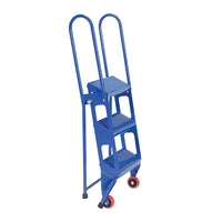 3 Step Commercial Folding Ladder, High Quality Steel, 350 lbs, Blue