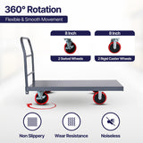 MAXLOAD Heavy Duty Industrial Platform Cart 60"X 30” with 2000 lbs Capacity, and 8" red swivel wheels with Lock