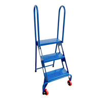 3 Step Commercial Folding Ladder, High Quality Steel, 350 lbs, Blue