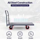 MAXLOAD Heavy Duty Industrial Platform Cart 60"X 30” with 2000 lbs Capacity, and 8" red swivel wheels with Lock