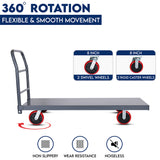 BOONE Heavy Duty Industrial Platform Cart 72"X 36” with 2000 lbs Capacity, and 8' red swivel wheels