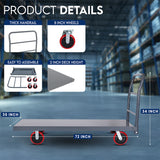 BOONE Heavy Duty Industrial Platform Cart 72"X 36” with 2000 lbs Capacity, and 8' red swivel wheels