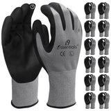 i9 Essentials™ Multi-Purpose Work Gloves Large (12 Pairs) - Micro-Foam Nitrile-Coated Safety Gloves for Men - Seamless Lightweight Safety Gloves for Woodworking, Gardening & Construction, Touch Screen
