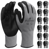 i9 Essentials 12 pairs of gloves Micro-Foam | TouchscreenNitrile Coated Work Gloves | Large Multi-Purpose Safety Gloves for Men/Women - Grey