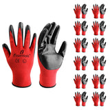 FORAKER Polyester & Nitrile Safety Work Gloves Seamless Polyester Liner Smooth Red & Black Size L i9 Essentials™ -5Seconds