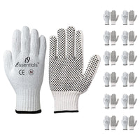 Lightweight, PVC Dotted Cotton Work Gloves – Medium, Multi-Purpose, Safety Gloves  12 Pairs, White