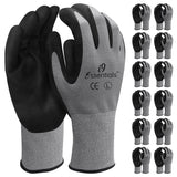 i9 Essentials™ Multi-Purpose Work Gloves Large - Micro-Foam Nitrile-Coated Safety Gloves for Men - Seamless Lightweight Safety Glove for Woodworking, Gardening, Construction Work Gloves Pairs, 12 Pairs
