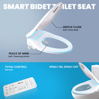 Electric Smart Bidet Slim Heated Toilet Seat with Remote