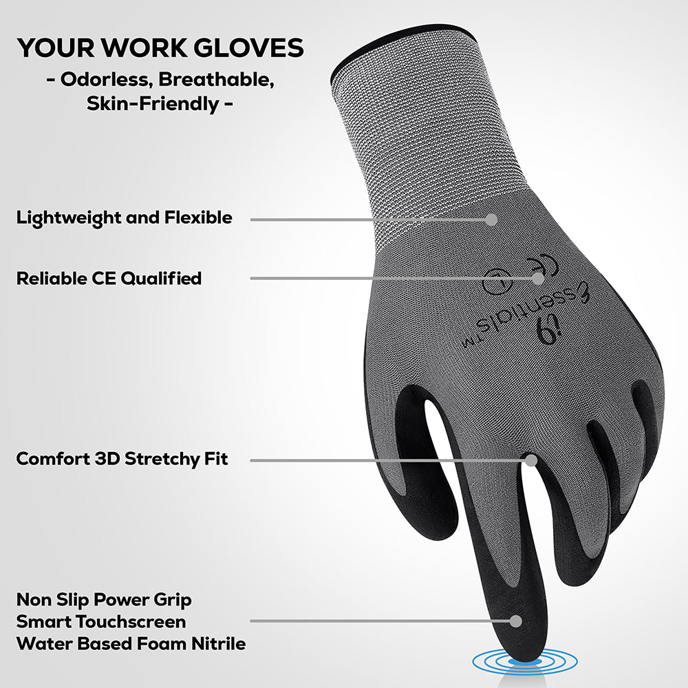 Micro-Foam Nitrile Palm Coated Gardening Grip Work Gloves for