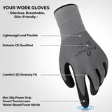 i9 Essentials™ Multi-Purpose Work Gloves Large (12 Pairs) - Micro-Foam Nitrile-Coated Safety Gloves for Men - Seamless Lightweight Safety Gloves for Woodworking, Gardening & Construction, Touch Screen