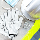 i9 Essentials 12 Pairs of Large PVC Dotted Cotton Work Gloves | Lightweight Multi-Purpose Safety Gloves with Grip - White