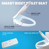 Smart Bidet Toilet Seat Elongated, White, Soft Close Bidet