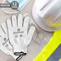 Lightweight, PVC Dotted Cotton Work Gloves – Medium, Multi-Purpose, Safety Gloves  12 Pairs, White