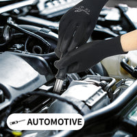 i9 Essentials 12 Pairs of Large PU Coated Work Gloves | Lightweight Multi-Purpose Safety Gloves with Grip - Black