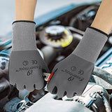 i9 Essentials 12 pairs of gloves Micro-Foam | Nitrile Coated Work Gloves | Large Multi-Purpose Safety Gloves for Men/Women - Grey