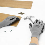 i9 Essentials 6 Pairs of gloves Large Nitrile-Coated Work Gloves | Lightweight Multi-Purpose Safety Gloves with Grip - Grey and Black