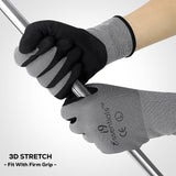 i9 Essentials 12 pairs of gloves Micro-Foam | TouchscreenNitrile Coated Work Gloves | Large Multi-Purpose Safety Gloves for Men/Women - Grey