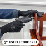 i9 Essentials 12 Pairs of Large PU Coated Work Gloves | Lightweight Multi-Purpose Safety Gloves with Grip - Black