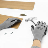 i9 Essentials 12 Pairs of gloves Medium Nitrile-Coated Work Gloves | Lightweight Multi-Purpose Safety Gloves with Grip - Grey and Black