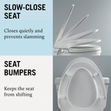 Non-Electric Bidet Toilet Seat Elongated, White, Soft Close Round Toilet Seat, with Super grip bumpers – Easy Installation and Quick Release