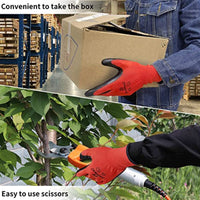 i9 Essentials 12 Pairs of gloves Nitrile-Coated Work Gloves | Lightweight Multi-Purpose Safety Gloves with Grip - Red & Black