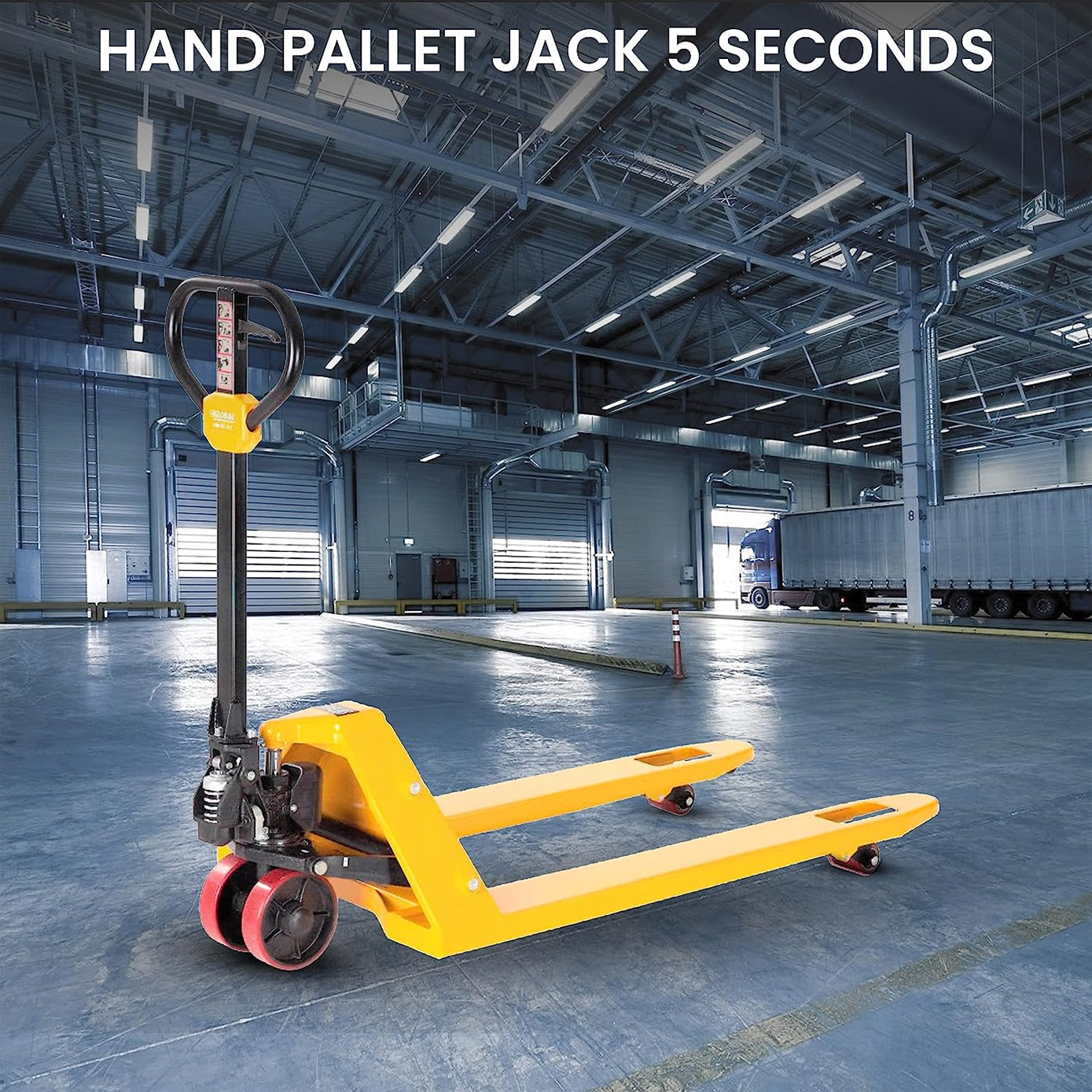 5Seconds™ Steel Hand Pallet Truck, 5500 lbs Capacity, 48" Length x 21" Width Fork, Yellow