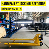 5Seconds™ Steel Pallet Jack/Pallet Truck, 5500 lbs Capacity, Heavy Duty Adjustable Pallet Jack, 48" Length x 27" Width Fork, MB-P25L - Yellow