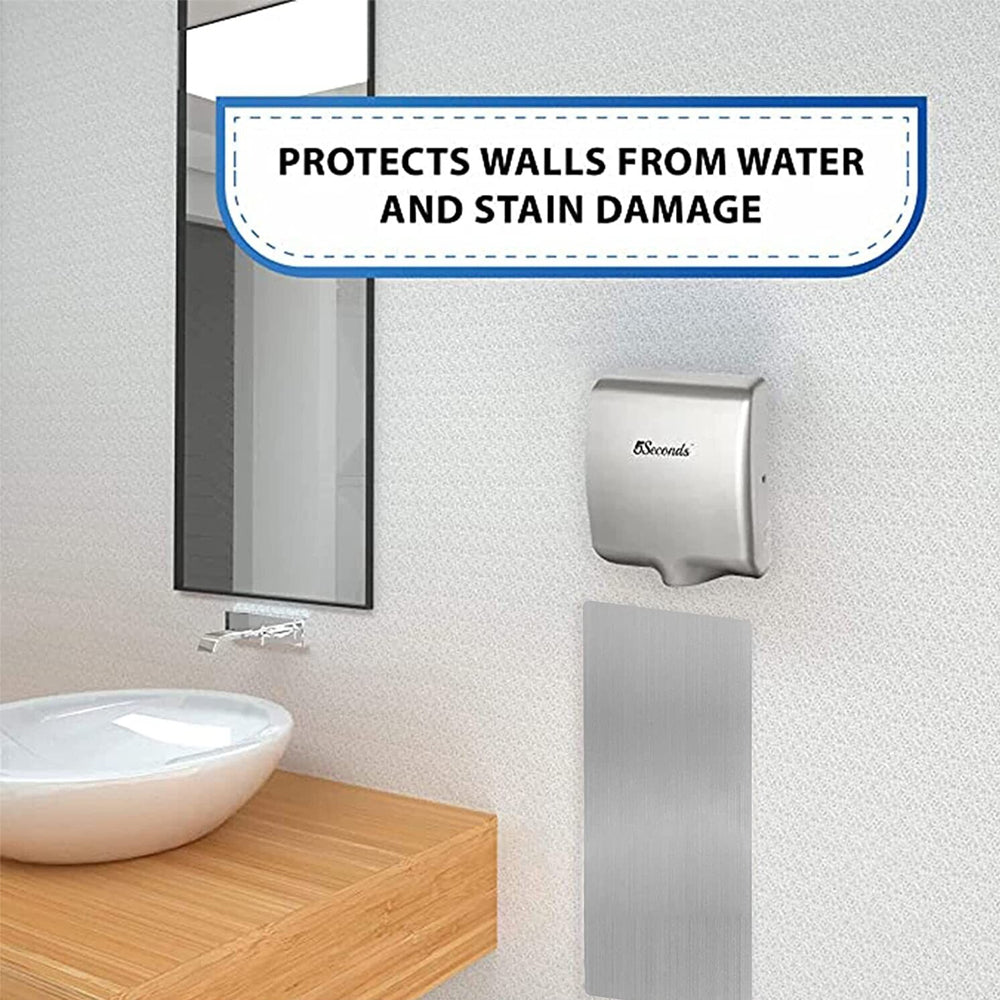 5Seconds™ Wall Guard for Hand Dryer 31-3/4" x 15-3/4" x 3/64" Stainless Steel Wall Damage Splash Guard for Protection - Grey