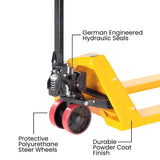 5Seconds™ Steel Hand Pallet Truck, 5500 lbs Capacity, 48" Length x 21" Width Fork, Yellow