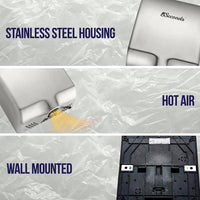 ULTIMATE Automatic Commercial Hand Dryer | Stainless-Steel Bathroom Appliances 1000W Grey