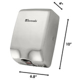 5Seconds™ Electric Hand Dryers for Bathrooms Commercial in 1000W, Stainless Steel Turbo Mini Grey, Touch Free Sensor, High Speed Energy Efficient UL Listed, 2 Years Warranty, ADA Compliant