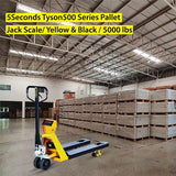 5Seconds™ Steel Pallet Jack, 5000lb Capacity Pallet Truck, 48" x 27" Fork Size, Heavy Duty Adjustable Pallet Jack with Scale – Yellow & Black